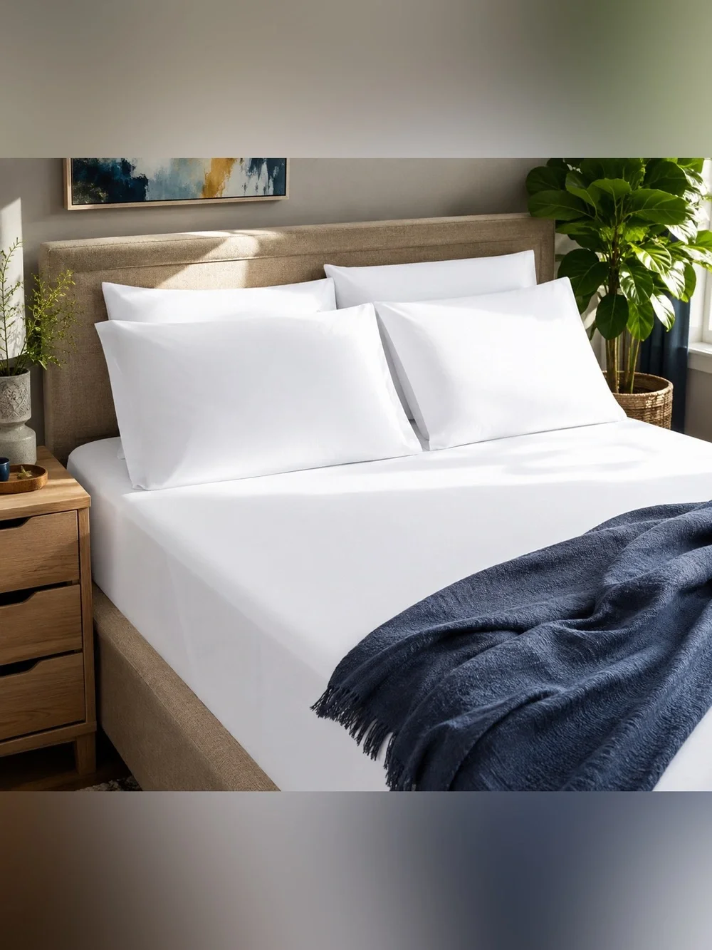 Home Reflections 800TC Cal King White Tencel Cotton Sheet Set